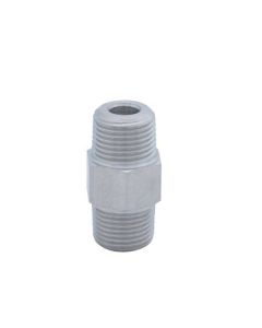 Male Connector, Hex Nipple, Male 1/4"-18NPTF to Male 3/8"-18NPTF